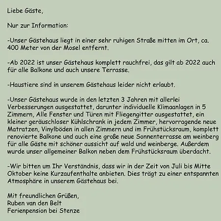 Ferienpension Bei Stenze 4* Senheim